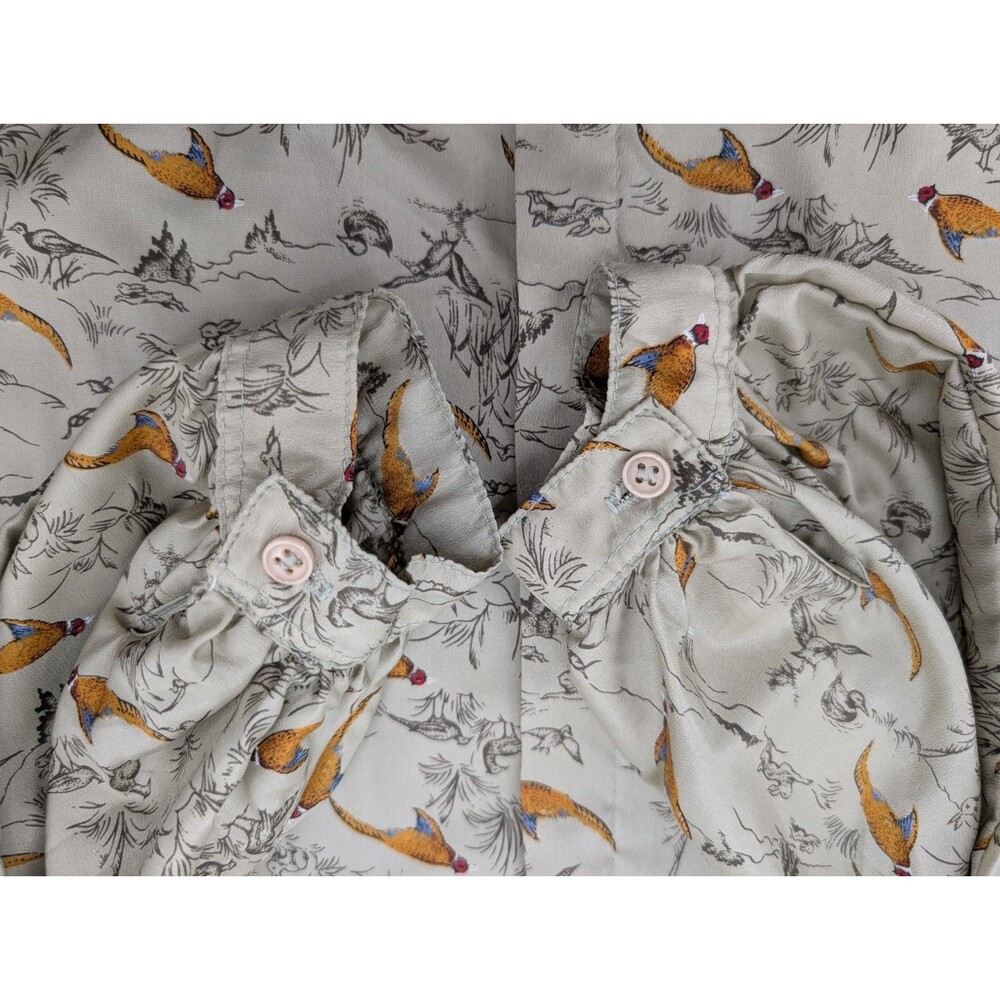Vintage Weathervane Pheasant Bird Print Silky Blouse - Picture 6 of 10
